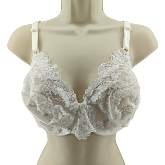 Vintage Vassarette Bra 38C Unlined White Lace Detail 75-152 Coquette - Picture 1 of 3